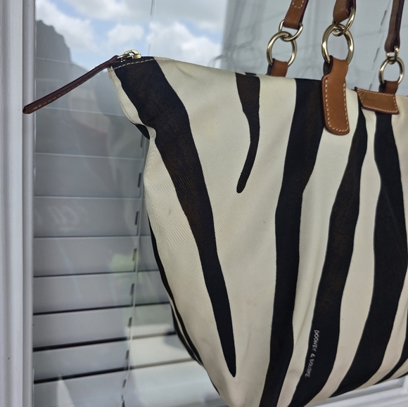 Vintage Dooney & Bourke Nylon Leather Trim Tote Bag Zebra Print Women - Picture 6 of 16